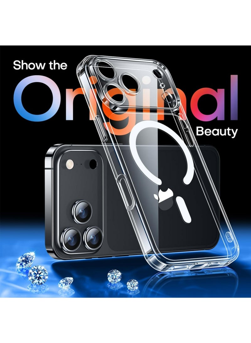 PULUZ iPhone 17 Pro Max Case Crystal Clear MagSafe, Magnetic Slim Shockproof Cover, Corner Air Pockets, 1.0mm Raised Camera/Screen, Wireless Charging Compatible, Lanyard Hole - Image 3